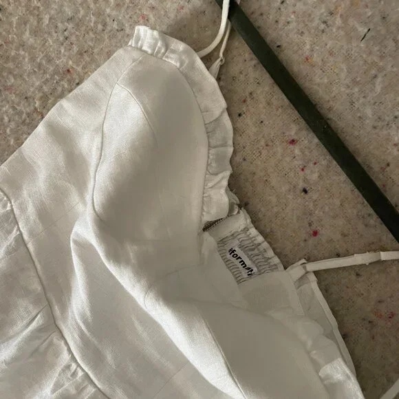 REFORMATION Prune frill-trim linen midi dress - Size 0 - Picture 4 of 5